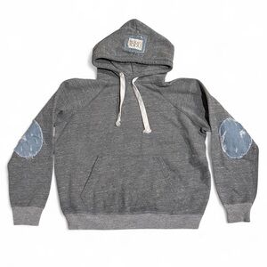 Riley 1880 Vintage boxy fit sweatshirt hoodie with denim accents